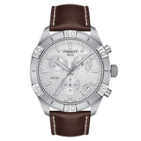 Tissot PR 100 Sport Quartz Chronograph Silver Dial Brown Leather Strap Watch For Men - T101.617.16.031.00 Authentic Buy Shop Now