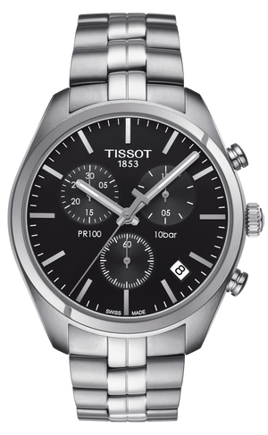 Tissot T Classic PR 100 Chronograph Black Dial Silver Steel Strap Watch for Men - T101.417.11.051.00 Authentic Buy Shop Now