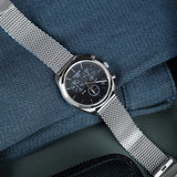 Tissot PR 100 Chronograph Black Dial Silver Mesh Bracelet Watch For Men - T101.417.11.051.01 Authentic Buy Shop Now