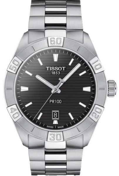 Tissot PR 100 Sport Quartz Black Dial Silver Steel Strap Watch For Men - T101.610.11.051.00 Authentic Buy Shop Now