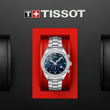 Tissot PR 100 Sport Chic Chronograph Diamonds Blue Dial Silver Steel Strap Watch for Women - T101.917.11.046.00 Authentic Buy Shop Now