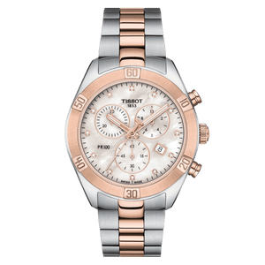 Tissot PR 100 Sport Chic Chronograph Diamonds Mother of Pearl Dial Two Tone Steel Strap Watch for Women - T101.917.22.116.00 Authentic Buy Shop Now