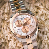 Tissot PR 100 Sport Chic Chronograph Mother of Pearl Dial Two Tone Steel Strap Watch for Women - T101.917.22.151.00 Authentic Buy Shop Now
