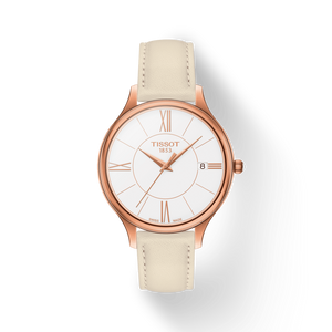 Tissot T Lady Bella Ora Round White Dial Beige Leather Strap Watch For Women - T103.210.36.018.00 Authentic Buy Shop Now