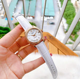 Tissot T-Classic Powermatic 80 Mother of Pearl Silver Dial White Leather Strap Watch For Women - T108.208.26.117.00 Authentic Buy Shop Now
