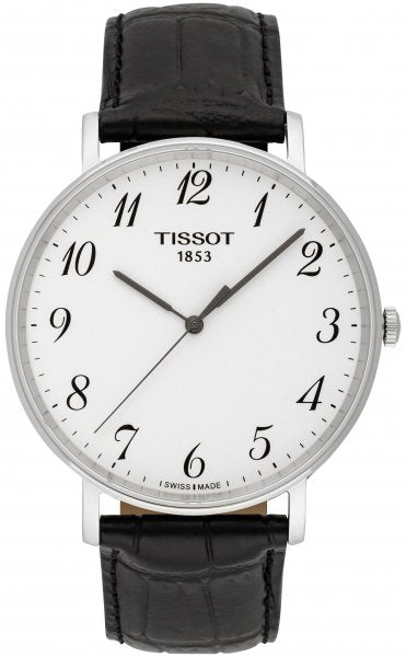 Tissot Everytime Large White Dial Black Leather Strap Watch For Men - T109.610.16.032.00 Authentic Buy Shop Now