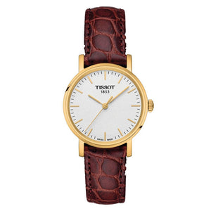 Tissot Everytime Desire Small White Dial Maroon Leather Strap Watch For Women - T109.210.36.031.00 Authentic Buy Shop Now