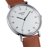 Tissot T Classic Everytime Large White Dial Brown Leather Strap Watch For Men - T109.610.16.037.00 Authentic Buy Shop Now