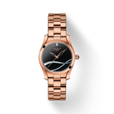 Tissot T Wave Black Dial Rose Gold Steel Strap Watch For Women - T112.210.33.051.00 Authentic Buy Shop Now