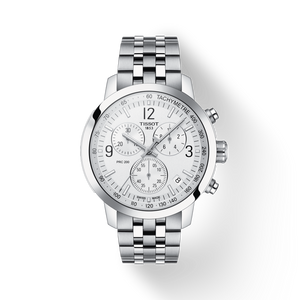 Tissot T Sport PRC 200 Chronograph White Dial Silver Steel Strap Watch For Men - T114.417.11.037.00 Authentic Buy Shop Now