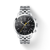Tissot PRC 200 Chronograph Black Dial Silver Steel Strap Watch For Men - T114.417.11.057.00 Authentic Buy Shop Now