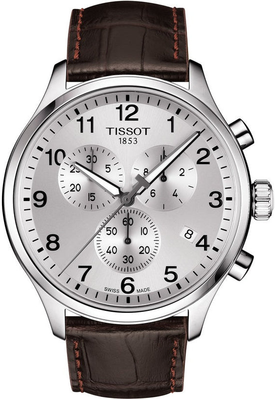 Tissot Chrono XL Silver Dial Brown Leather Strap Watch For Men - T116.617.16.037.00 Authentic Buy Shop Now