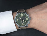 Tissot T Sport Chrono XL Green Dial Brown Leather Strap Watch For Men - T116.617.36.097.00 Authentic Buy Shop Now