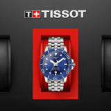Tissot T Sport Seastar 1000 Powermatic Silicium Blue Dial Silver Steel Strap Watch For Men - T120.407.11.041.01 Authentic Buy Shop Now