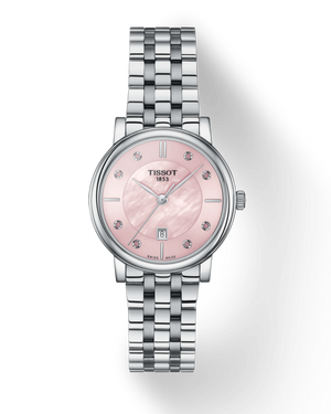 Tissot T Classic Carson Premium Pink Dial Silver Steel Strap Watch for Women - T122.210.11.159.00 Authentic Buy Shop Now