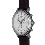 Tissot Carson Premium Chronograph White Dial Brown Leather Strap Watch For Men - T122.417.16.011.00 Authentic Buy Shop Now