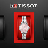 Tissot T Classic Carson Premium Lady Mother of Pearl Pink Dial Silver Steel Strap Watch For Women - T122.210.11.159.00 Authentic Buy Shop Now