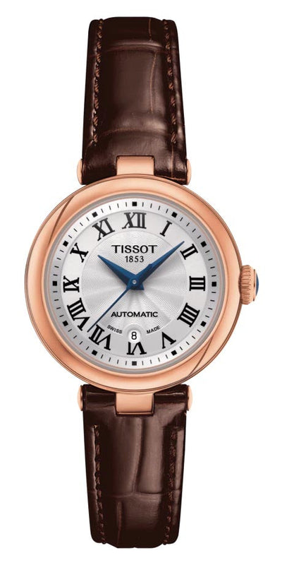 Tissot Bellissima Automatic Silver Dial Brown Leather Strap Watch For Women - T126.207.36.013.00 Authentic Buy Shop Now