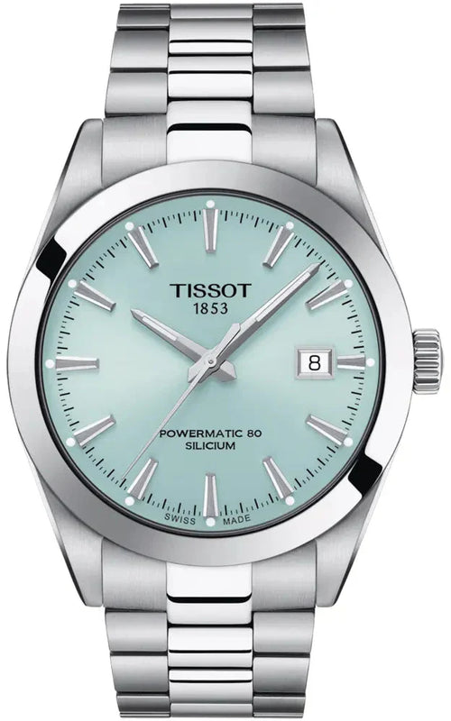 Tissot Gentleman Powermatic 80 Silicium Ice Blue Silver Steel Strap Watch For Men - T127.407.11.351.00 Authentic Buy Shop Now