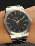 Tissot Gentleman Black Dial Silver Steel Strap Watch For Men - T127.410.11.051.00 Authentic Buy Shop Now