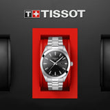 Tissot Gentleman Black Dial Silver Steel Strap Watch For Men - T127.410.11.051.00 Authentic Buy Shop Now