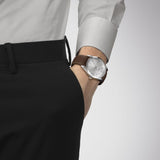 Tissot Gentleman Silver Dial Brown Leather Strap Watch For Men - T127.410.16.031.00 Authentic Buy Shop Now