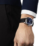 Tissot Gentleman Powermatic 80 Silicium Blue Dial Black Leather Strap Watch For Men - T127.407.16.041.01 Authentic Buy Shop Now