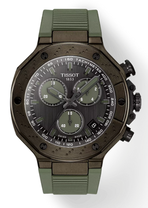 Tissot T Race Chronograph Black Dial Green Rubber Strap Watch for Men - T141.417.37.061.02 Authentic Buy Shop Now