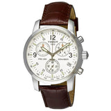 Tissot T Race PRC 200 Chronograph White Dial Brown Leather Strap Watch for Men - T17.1.516.32 Authentic Buy Shop Now