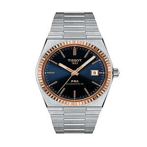 Tissot PRX Powermatic 80 Automatic 18K Gold Blue Dial Silver Steel Strap Watch for Men - T931.407.41.041.00 Authentic Buy Shop Now
