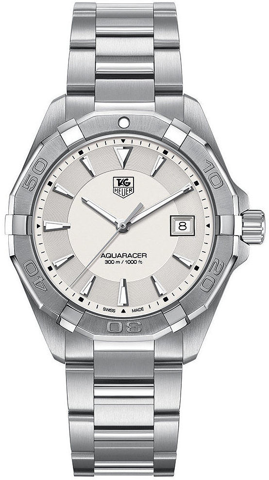 Tag Heuer Aquaracer Quartz White Dial Silver Steel Strap Watch for Men - WAY1111.BA0928 Authentic Buy Shop Now