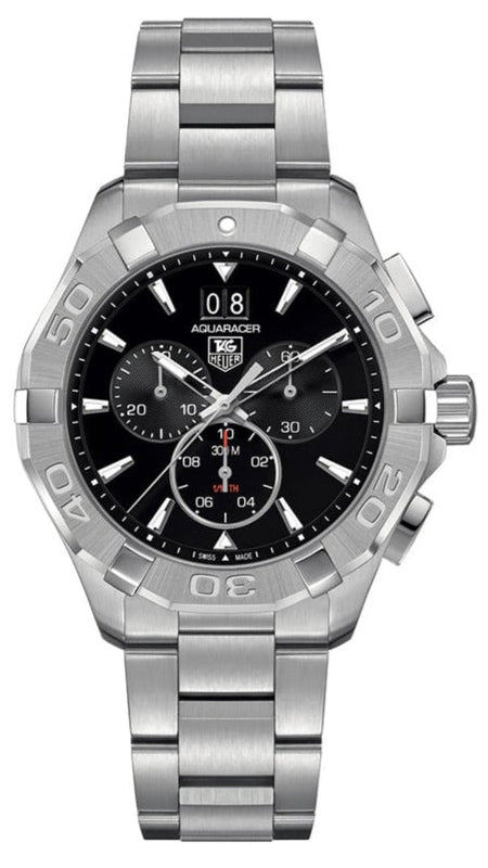 Tag Heuer Aquaracer Chronograph Black Dial Silver Steel Strap Watch for Men - CAY1110.BA0927 Authentic Buy Shop Now