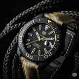 Tag Heuer Aquaracer 300 Calibre 5 Automatic Black Dial Brown Nylon Strap Watch for Men - WAY208C.FC6383 Authentic Buy Shop Now