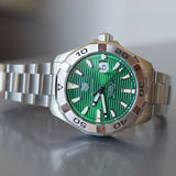 Tag Heuer Aquaracer Calibre 5 Automatic Green Dial Silver Steel Strap Watch for Men - WAY2015.BA0927 Authentic Buy Shop Now