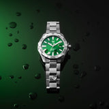Tag Heuer Aquaracer Diamonds Emerald Green Dial Silver Steel Strap Watch for Women - WBD1316.BA0740 Authentic Buy Shop Now