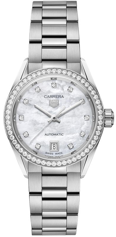 Tag Heuer Carrera Date Diamonds Mother of Pearl Dial Silver Steel Strap Watch for Women - WBN2414.BA0621 Authentic Buy Shop Now