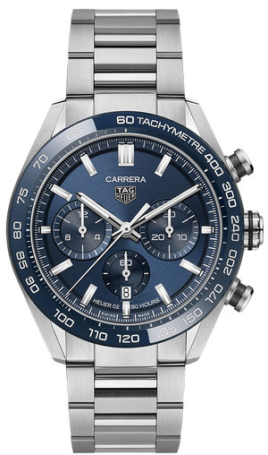 Tag Heuer Carrera Chronograph Blue Dial Silver Steel Strap Watch for Men - CBN2A1A.BA0643 Authentic Buy Shop Now