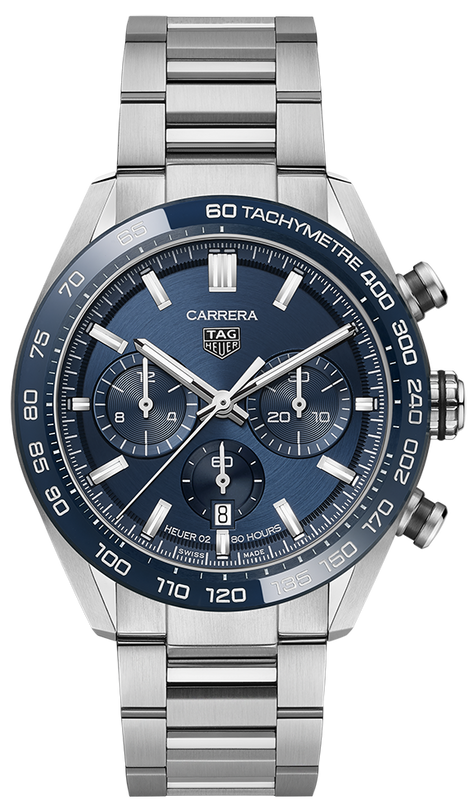 Tag Heuer Carrera Chronograph Blue Dial Silver Steel Strap Watch for Men - CBN2A1A.BA0643 Authentic Buy Shop Now