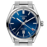 Tag Heuer Carrera Twin Time Blue Dial Silver Steel Strap Watch for Men - WBN201A.BA0640 Authentic Buy Shop Now