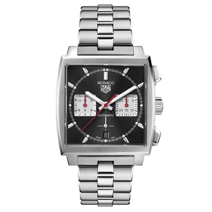 Tag Heuer Monaco Automatic Chronograph Black Dial Silver Steel Strap Watch for Men - CBL2113.BA0644 Authentic Buy Shop Now
