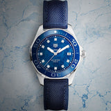 Tag Heuer Aquaracer Quartz Mother of Pearl Blue Dial Blue NATO Strap Watch for Women - WAY131L.FT6091 Authentic Buy Shop Now