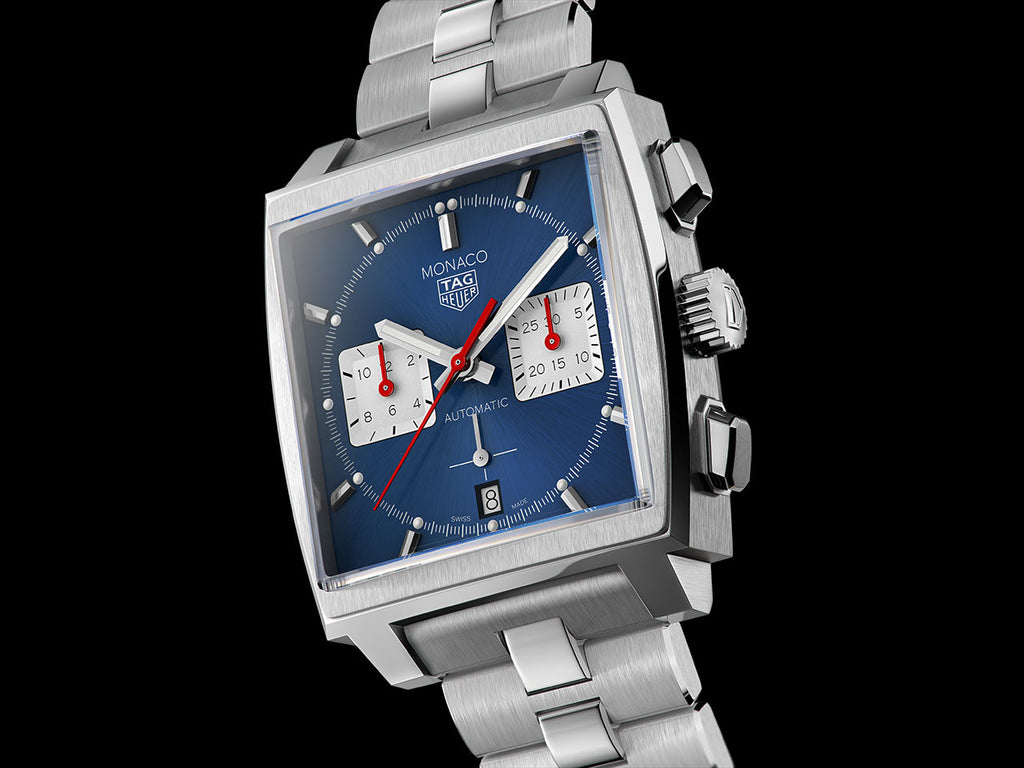Tag Heuer Monaco Automatic Chronograph Blue Dial Silver Steel Strap Watch for Men - CBL2111.BA0644 Authentic Buy Shop Now