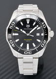 Tag Heuer Aquaracer Quartz Black Dial Silver Steel Strap Watch for Men - WAY101A.BA0746 Authentic Buy Shop Now