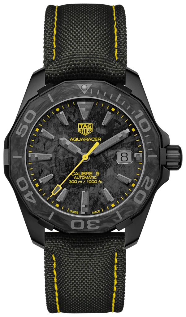 Tag Heuer Aquaracer Calibre 5 Black NATO Strap Carbon Dial Watch for Men - WBD218B.FC6446 Authentic Buy Shop Now