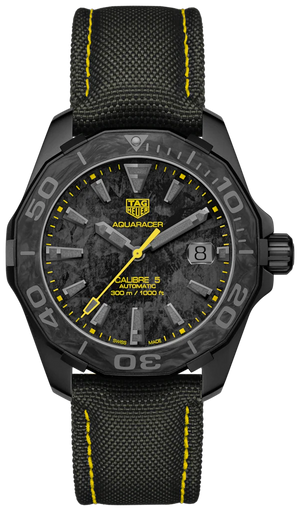 Tag Heuer Aquaracer Calibre 5 Black NATO Strap Carbon Dial Watch for Men - WBD218B.FC6446 Authentic Buy Shop Now