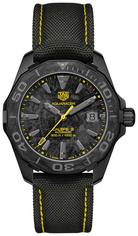 Tag Heuer Aquaracer Calibre 5 Black NATO Strap Carbon Dial Watch for Men - WBD218B.FC6446 Authentic Buy Shop Now