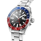 Tag Heuer Aquaracer GMT Caliber 7 Pepsi Black Dial Silver Steel Strap Watch for Men - WAY201F.BA0927 Authentic Buy Shop Now