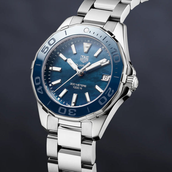 Tag Heuer Aquaracer Blue Dial Silver Steel Strap Watch for Women - WAY131S.BA0748 Authentic Buy Shop Now