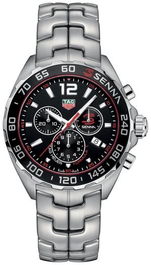Tag Heuer Senna Chronograph Special Edition Black Dial Silver Steel Strap Watch for Men - CAZ1015.BA0883 Authentic Buy Shop Now