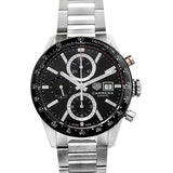 Tag Heuer Carrera Automatic Chronograph Black Dial Silver Steel Strap Watch for Men - CBM2110.BA0651 Authentic Buy Shop Now